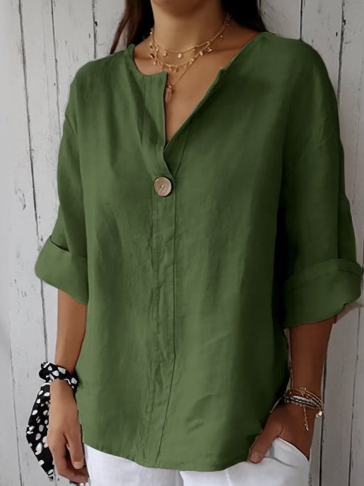 Luna - Blusa Casual com Decote em V