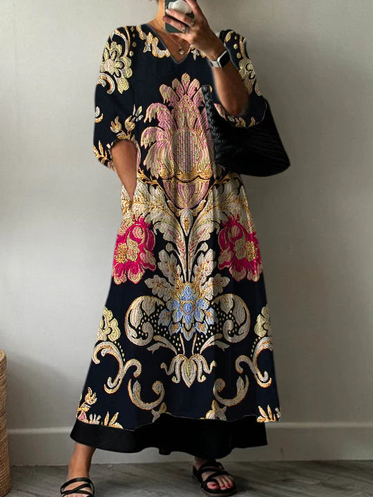 Vestido Elegante com Estampa Clara
