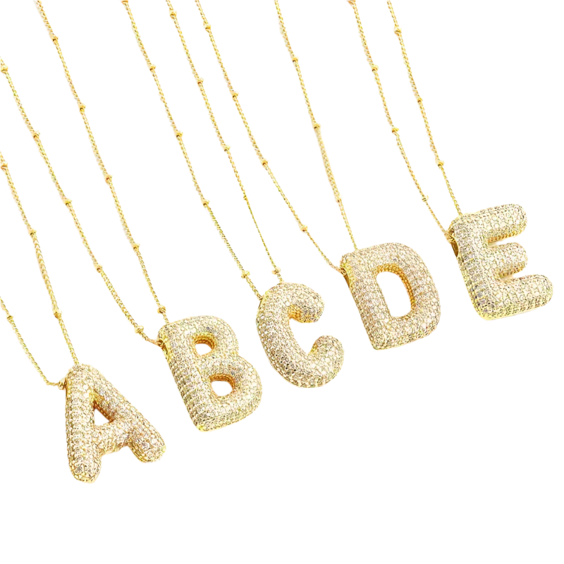 Colar inicial com letras em estilo bolha | Ouro