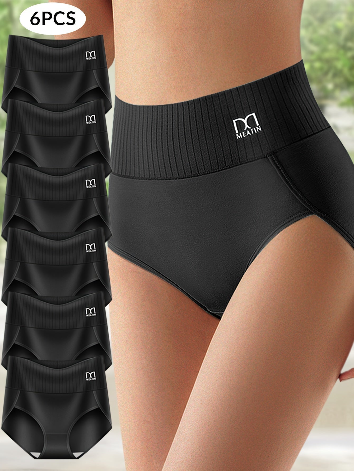 Shaplex™ – Pacote com 6 calcinhas confortáveis e respiráveis com cintura alta e suporte para a barriga