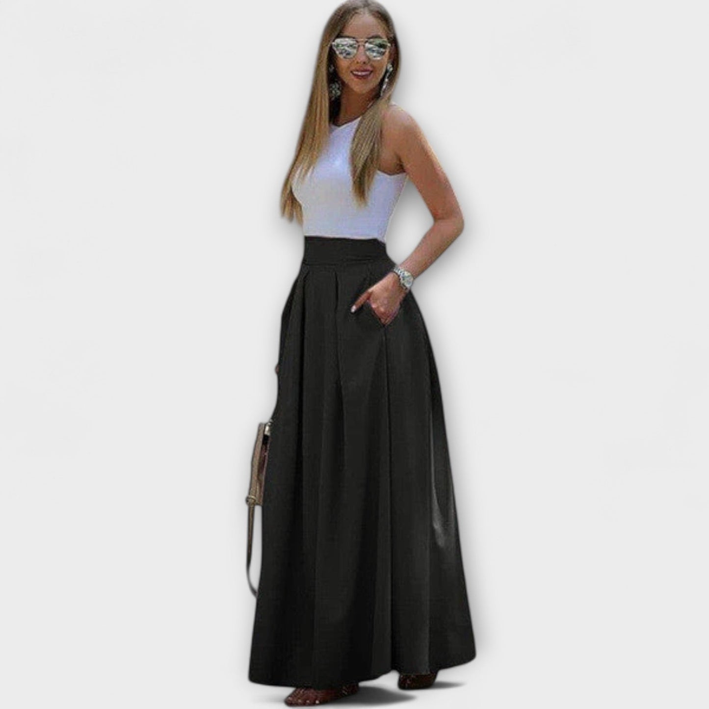 Tzafira – Saia Max com Cintura Alta Elegante