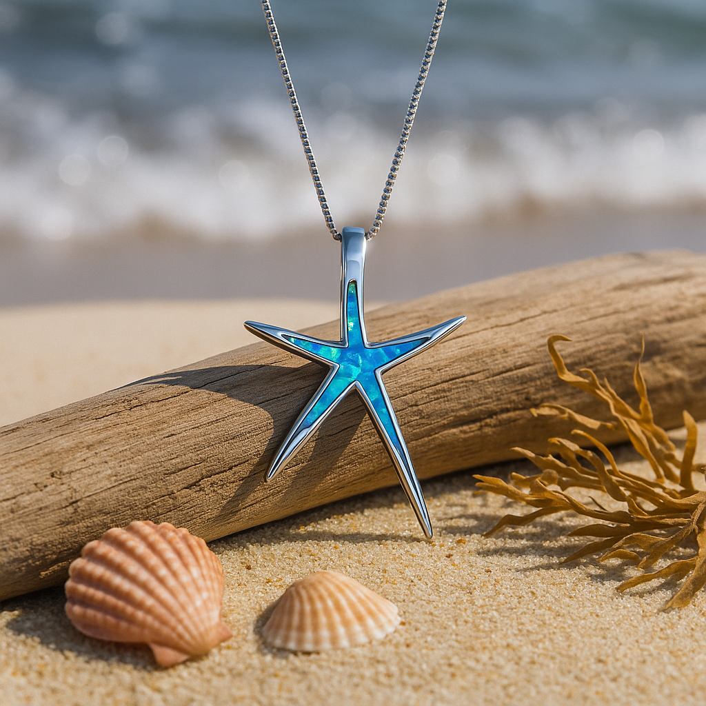 Colar de Estrela do Mar Azul do Oceano