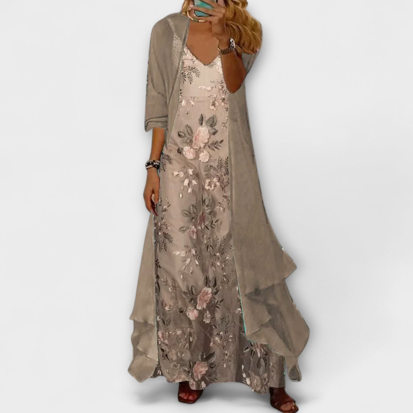 Mara - Vestido Max com Jaqueta (Conjunto de 2 Peças)