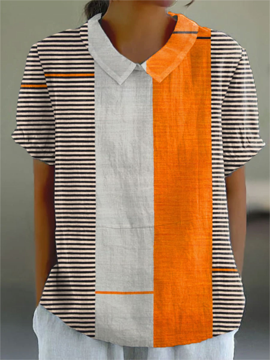 Lena | Camisa Listrada em Bloco de Cores