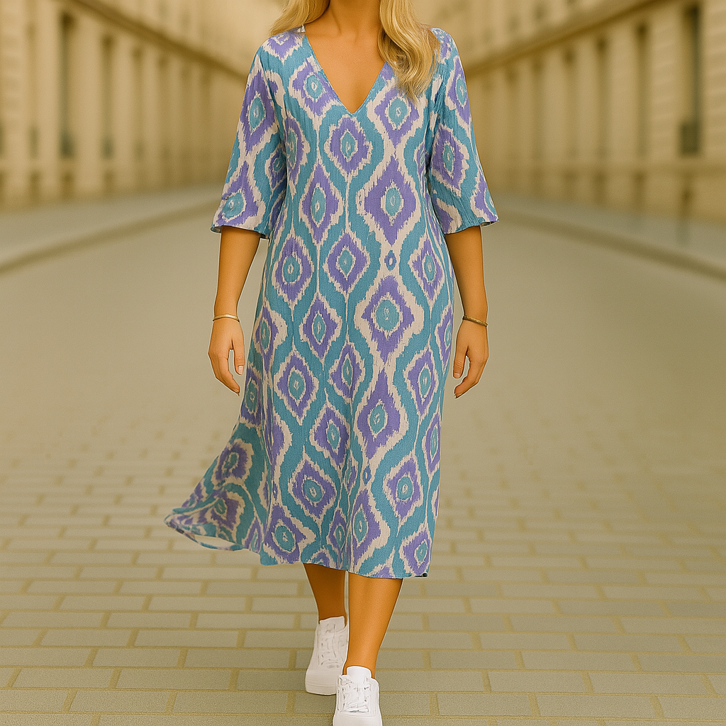 Ghislaine - Vestido Longo com Estampa Boêmia