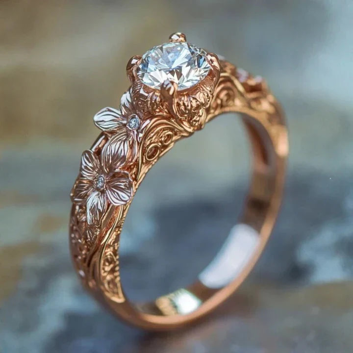 Anel de Ouro Crystal Blossom