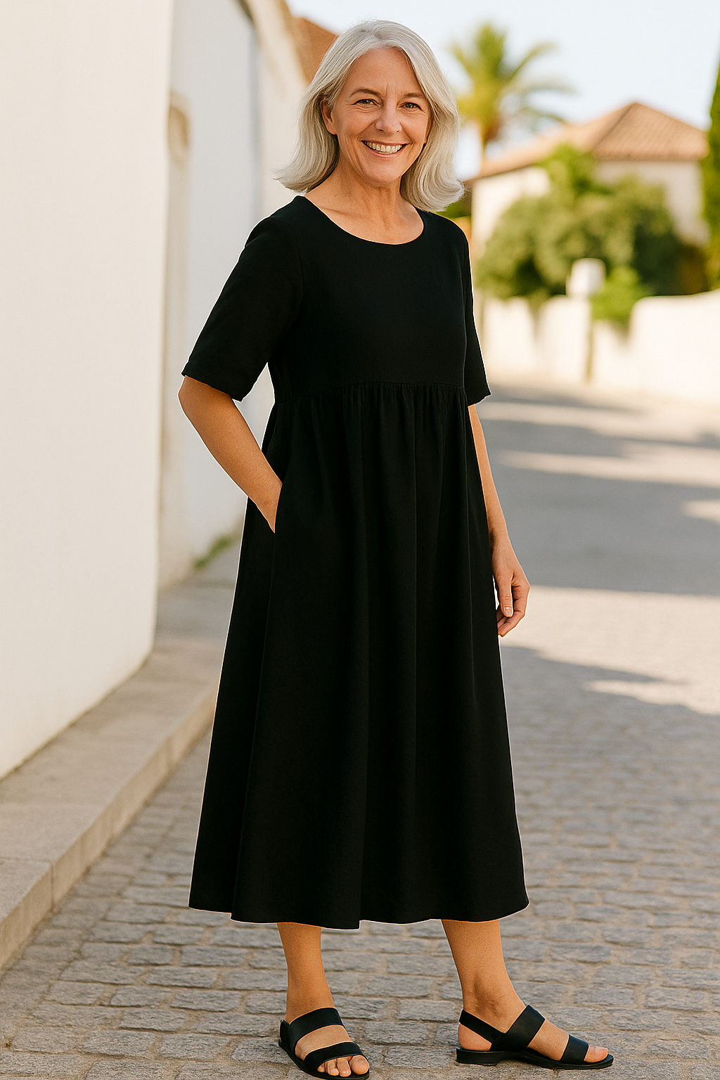 Anora | Vestido de Algodão com Bolsos que Valoriza