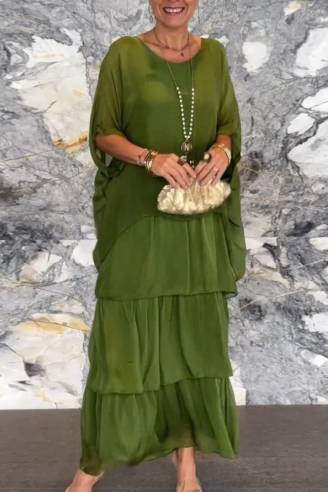Vestido Camadas Nora - Verde Oliva