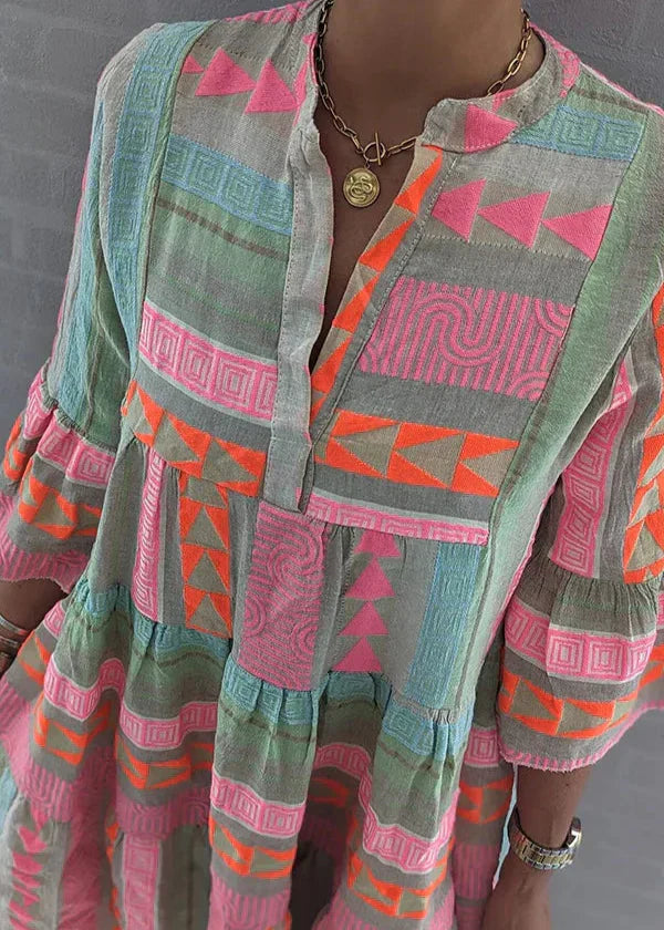 Ava - Vestido de Verão de Cânhamo com Decote em V Chic