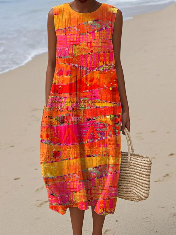 Faye| Vestido Midi Pôr do Sol