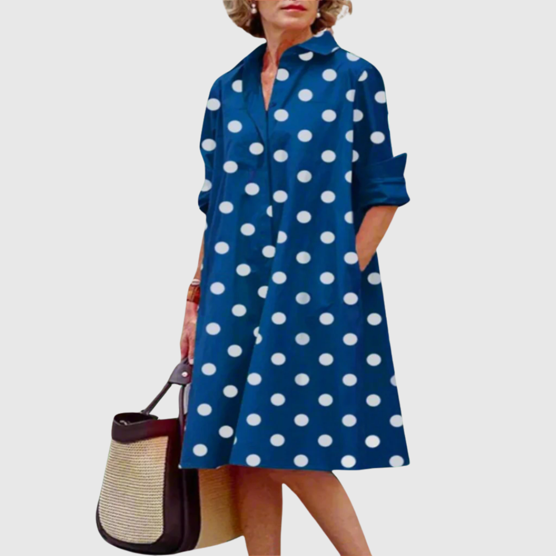 Lyra | Vestido Midi de Poá Atemporal