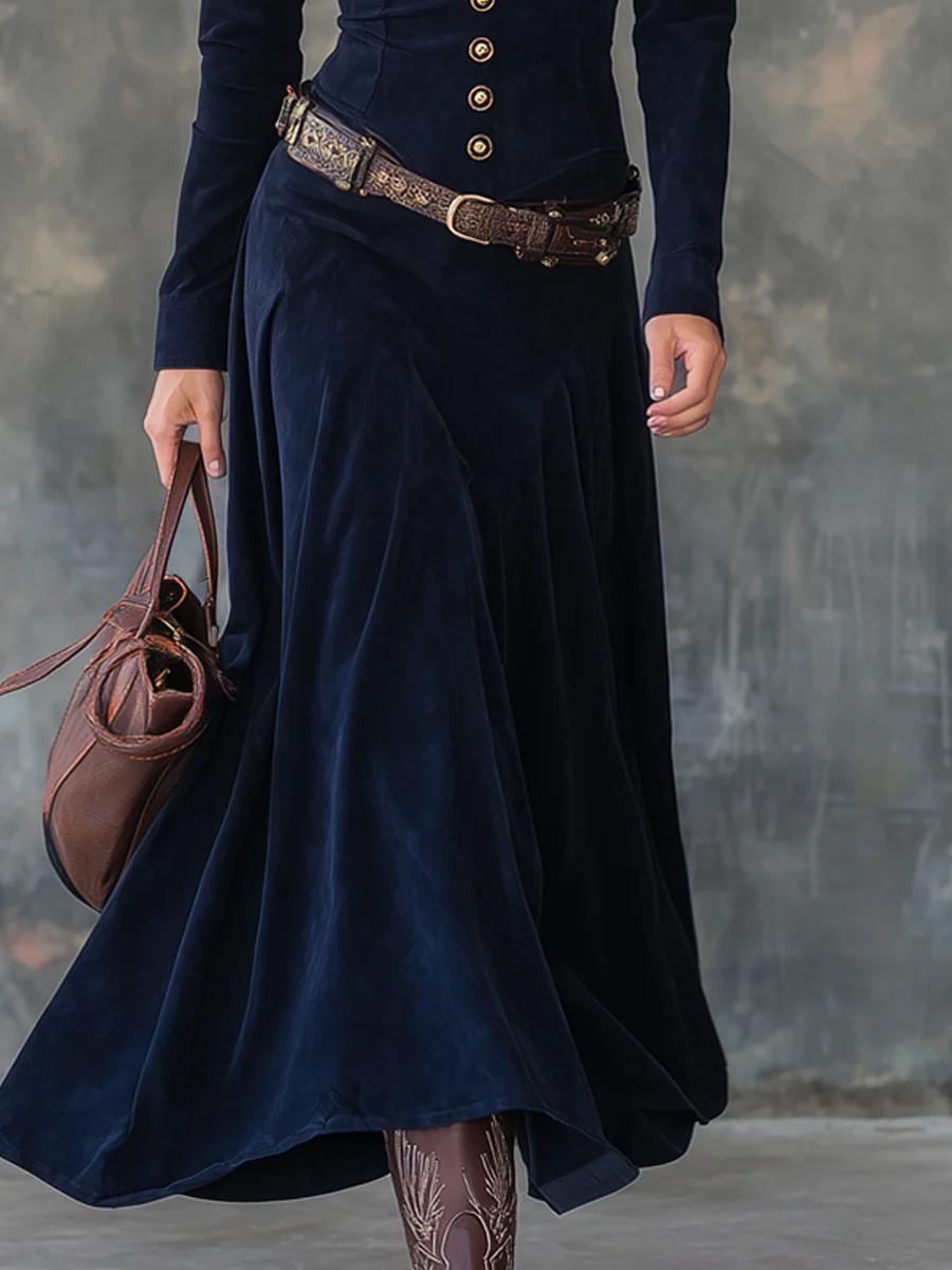 Milana | Vestido Longo de Suede com Fenda