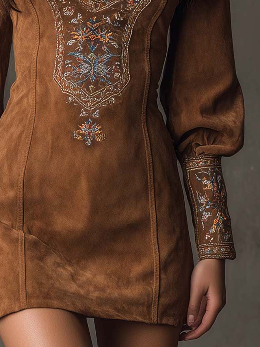 Vestido Curto com Efeito Suede