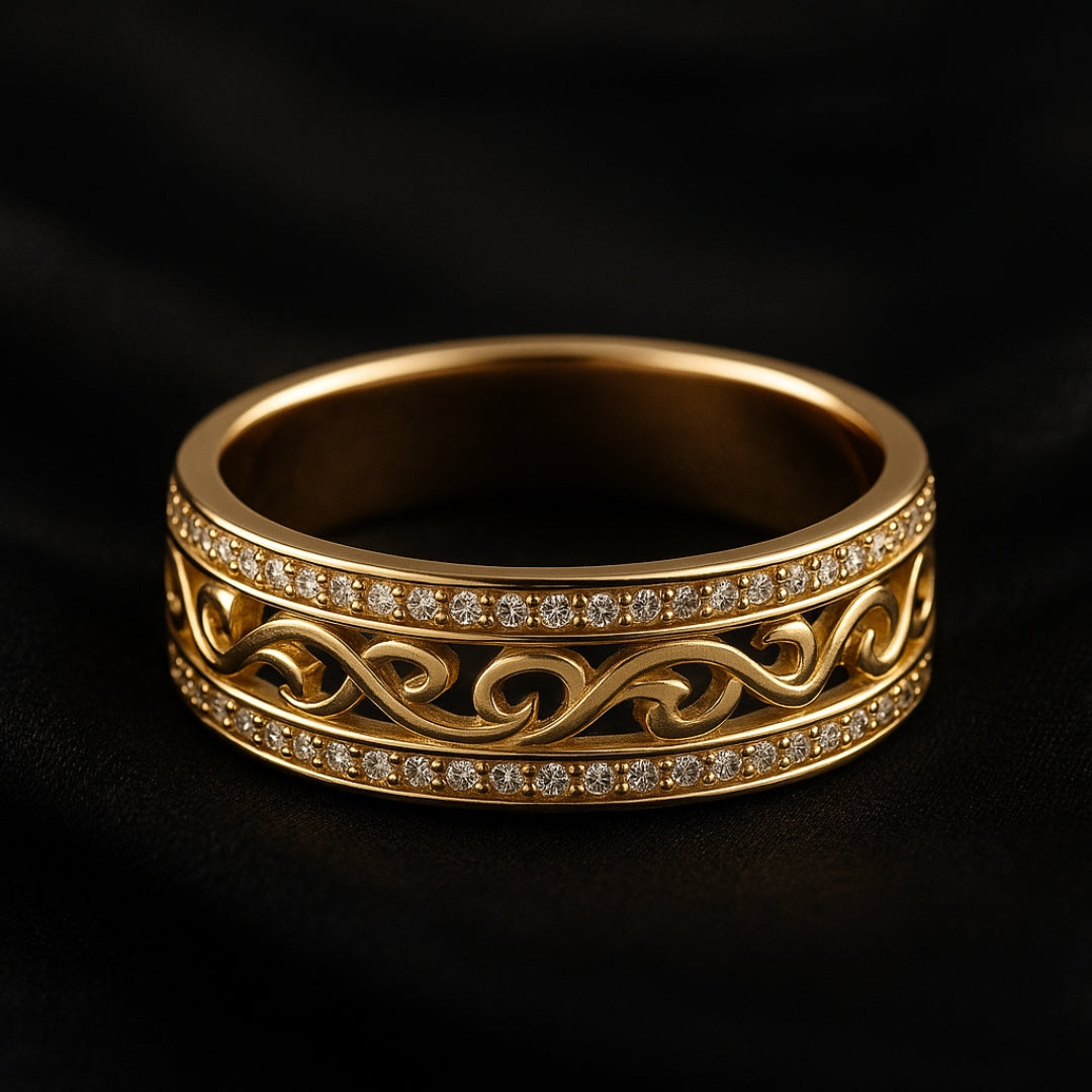 Anel Dourado Brilhante Hollow