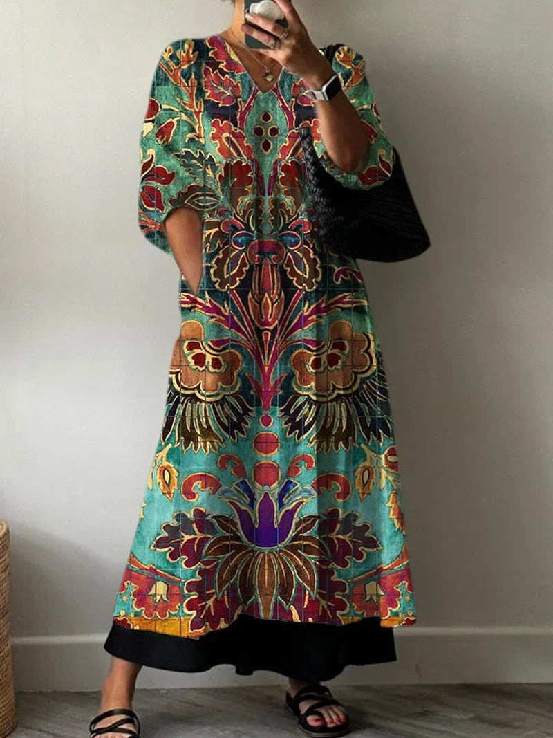 Vestido Elegante com Estampa Carolina