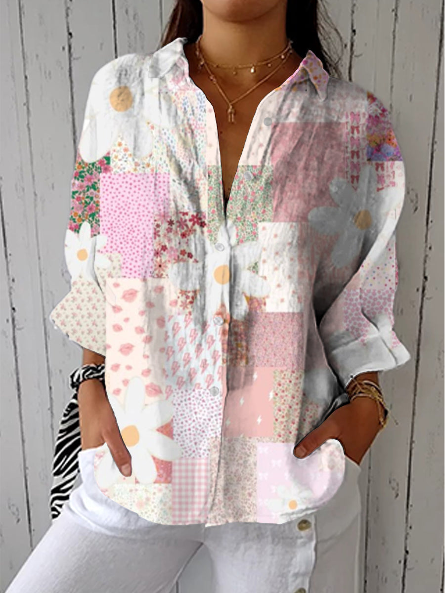 Blusa Nancy™ com Estampa de Margaridas em Patchwork