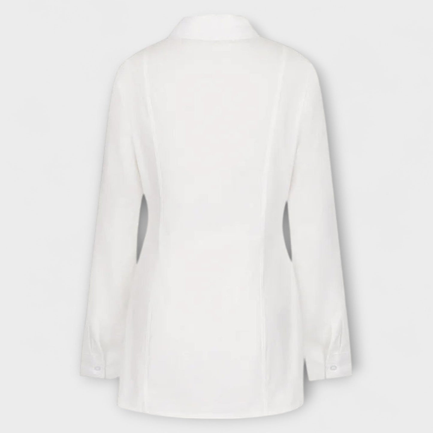 Indie - Vestido camisa plissado branco de manga longa