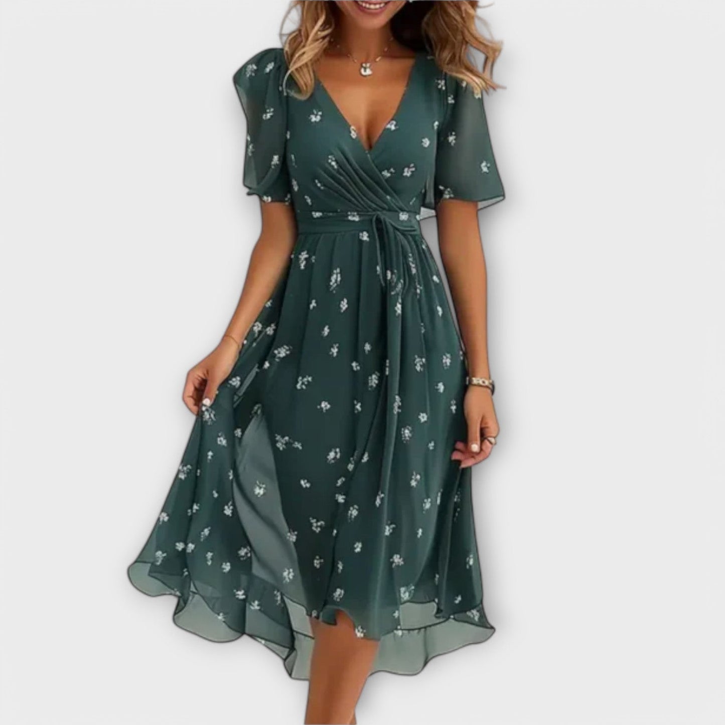 Annegret - Vestido Feminino com Decote em V