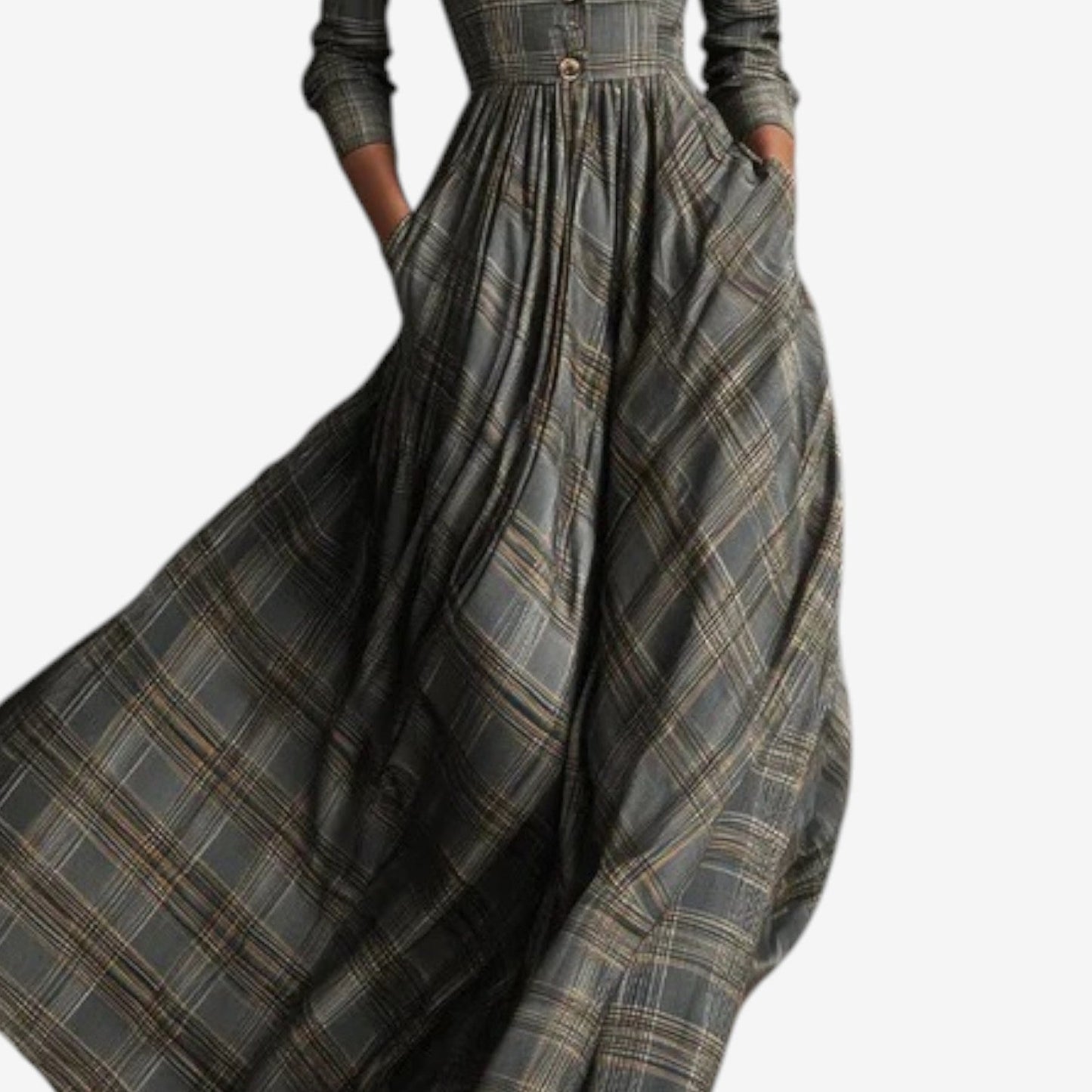 Imogen | Vestido Maxi Fluido Xadrez