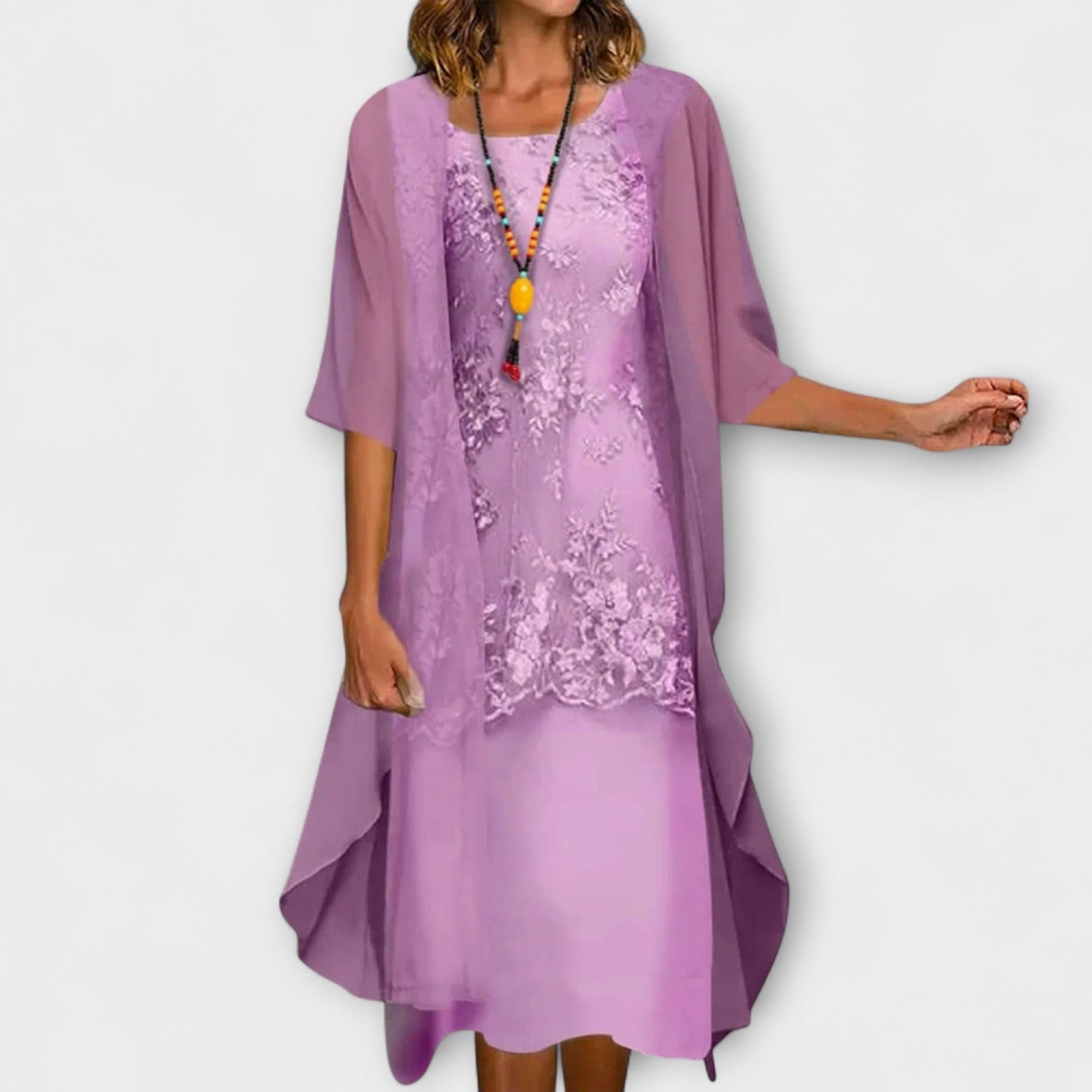 Aurora - Elegante vestido de chiffon em duas peças