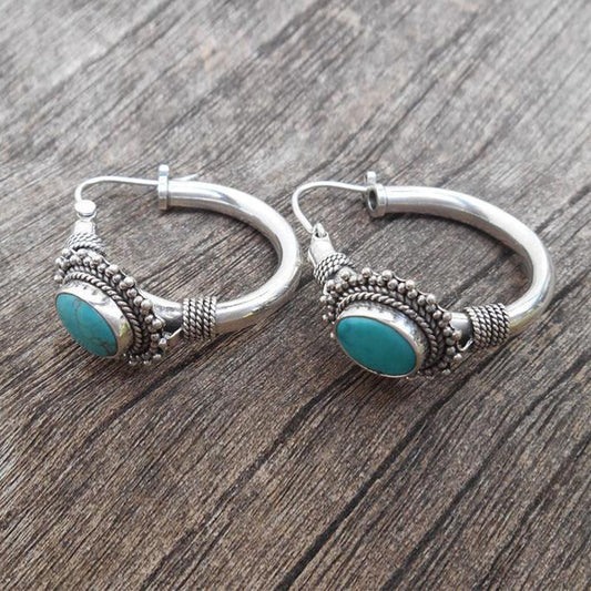 Brincos Elegantes de Prata Esterlina com Turquesa