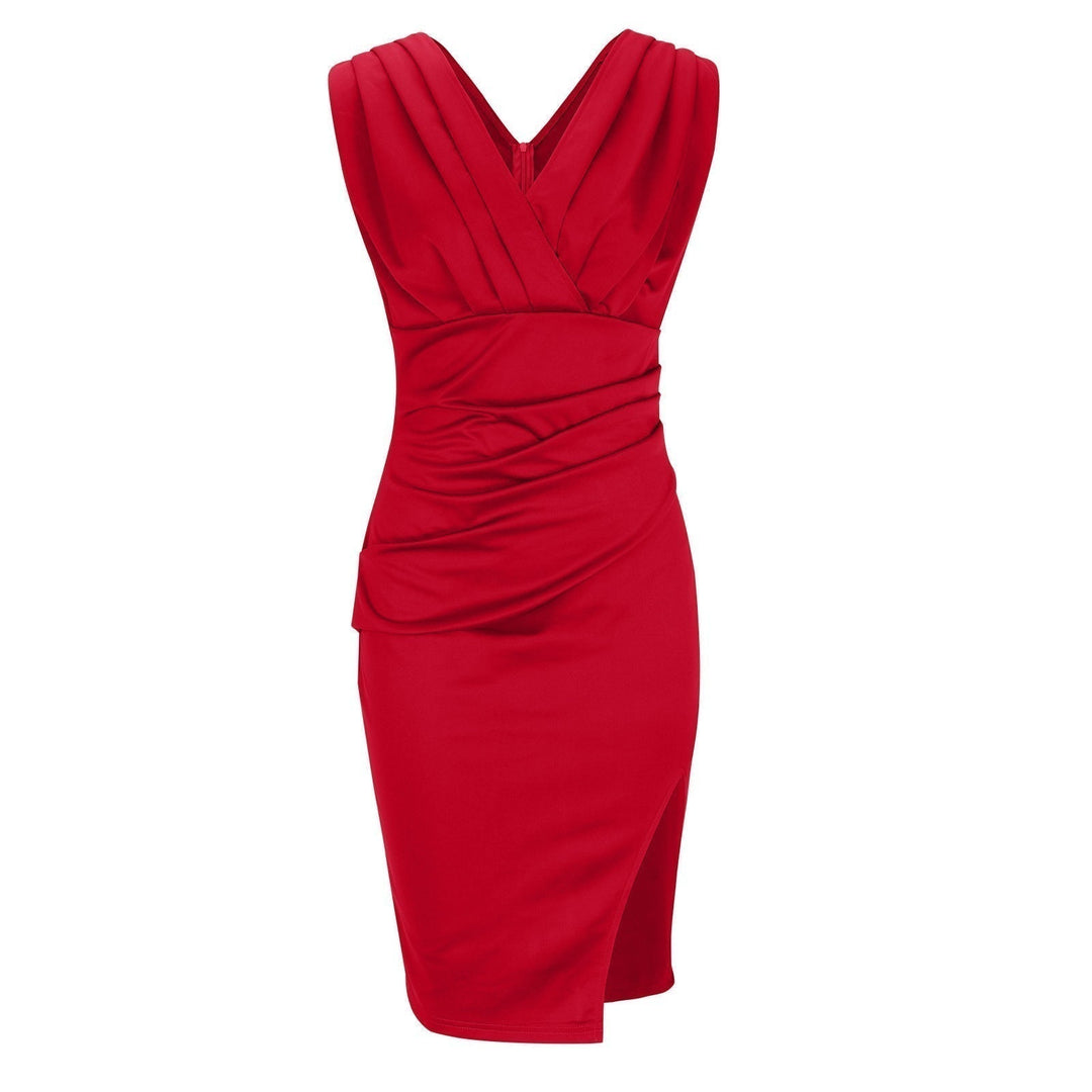 Brenda | Vestido justo com decote em V e fenda