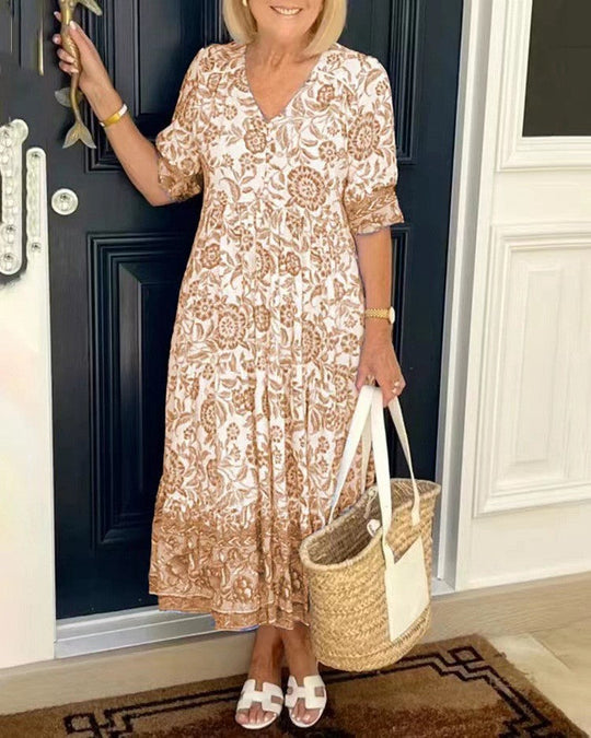 Keisha | Vestido Floral com Decote V Elegante