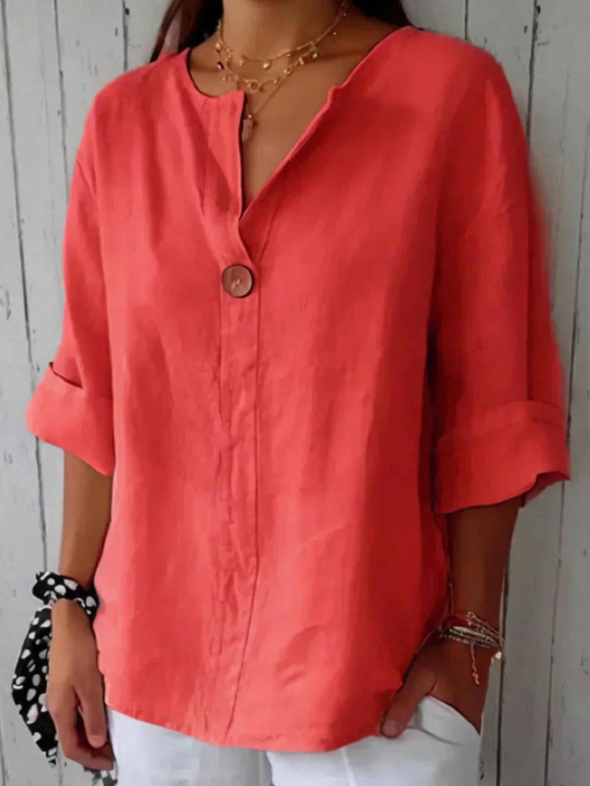 Luna - Blusa Casual com Decote em V