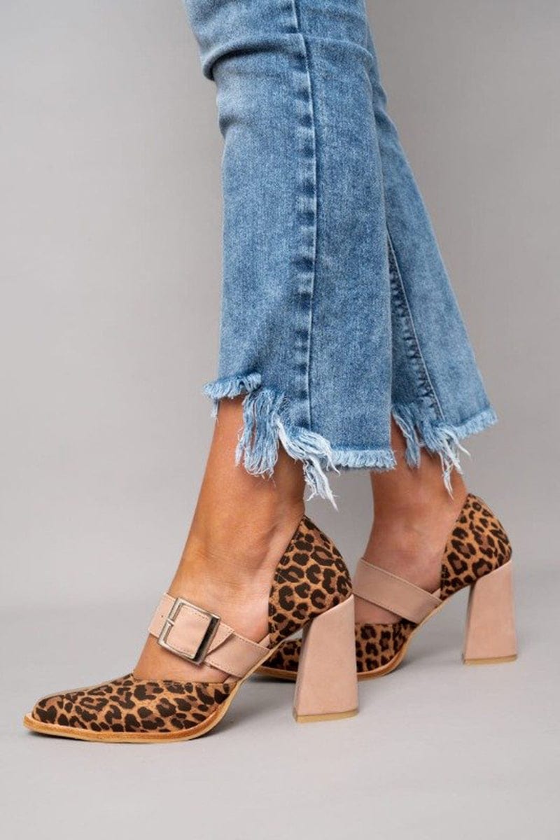Sapatos de Salto Alto em Camurça Leopardo Avano