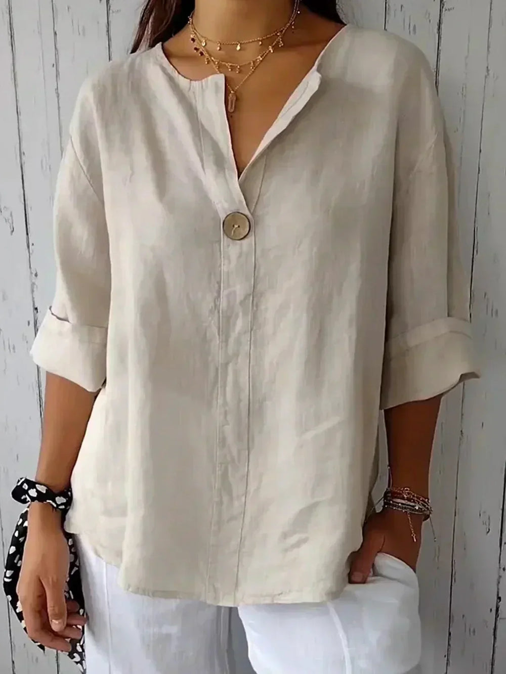 Luna - Blusa Casual com Decote em V