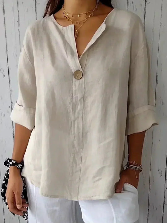 Luna - Blusa Casual com Decote em V