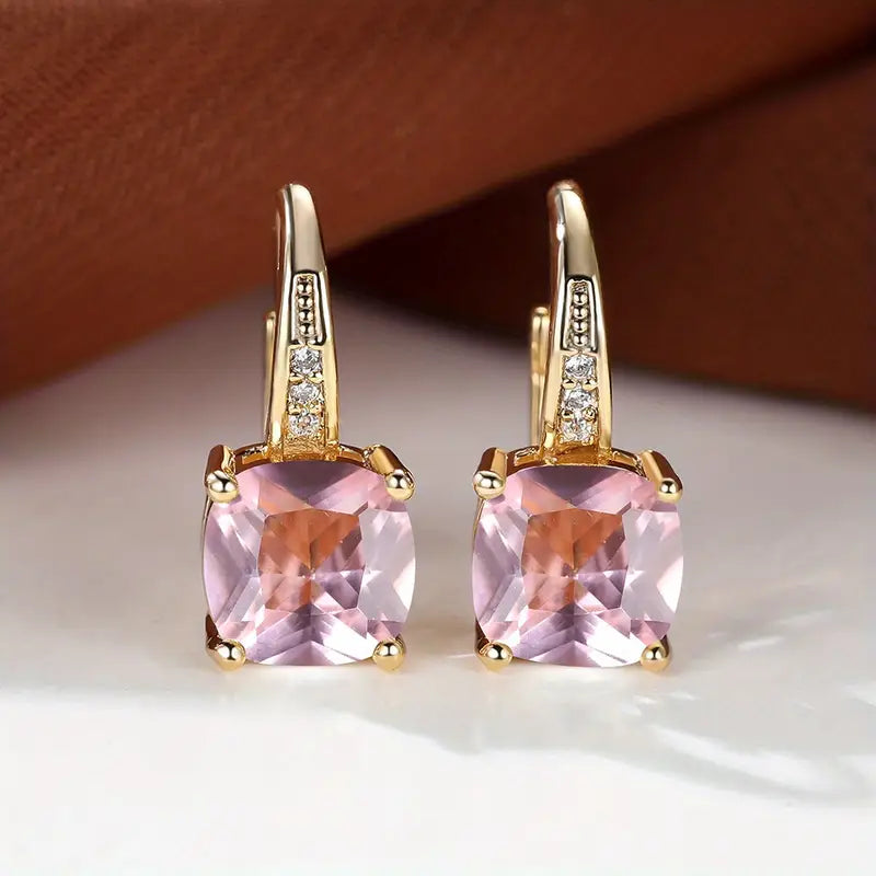 Brincos de Argola de Pedra Mística Elegante em Ouro
