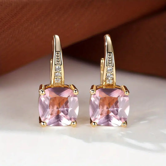 Brincos de Argola de Pedra Mística Elegante em Ouro