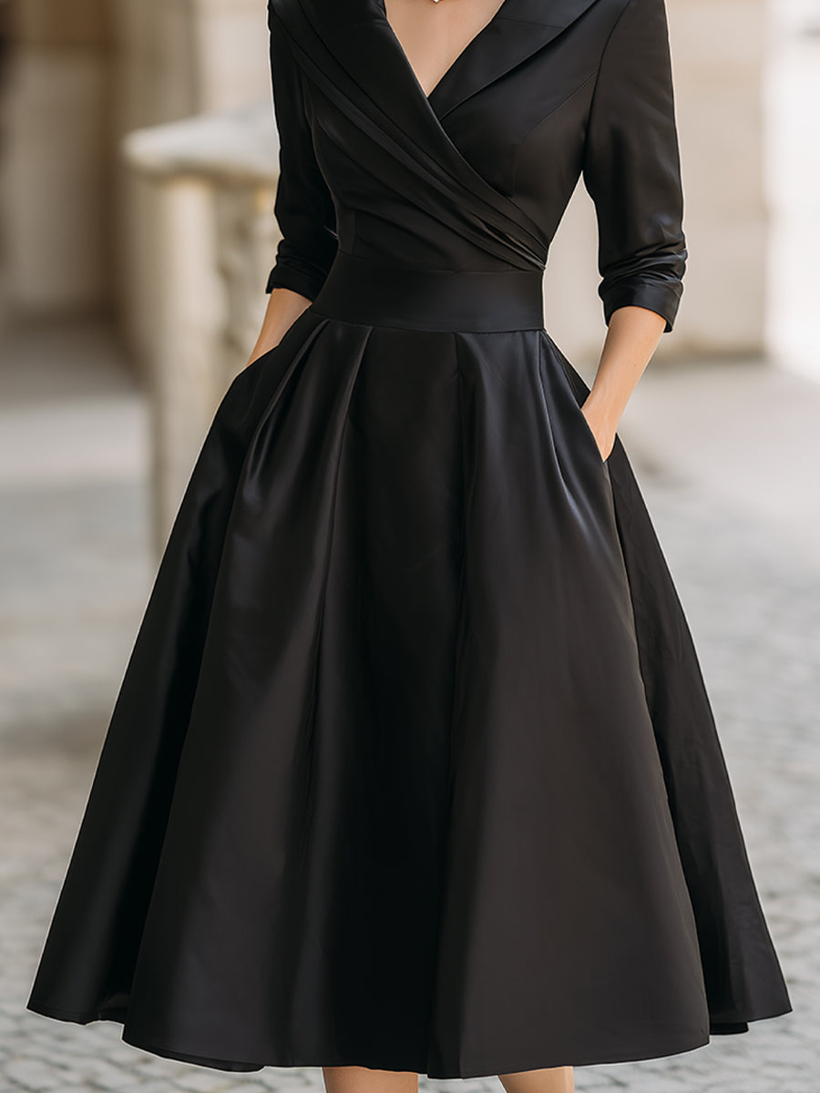 Lea™ - Vestido midi elegante com brilho sutil