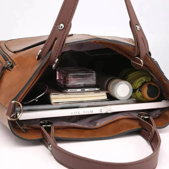 Bolsa de ombro de couro vintage elegante