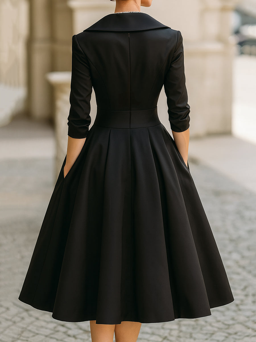 Lea™ - Vestido midi elegante com brilho sutil