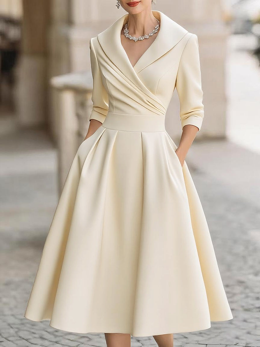 Lea™ - Vestido midi elegante com brilho sutil