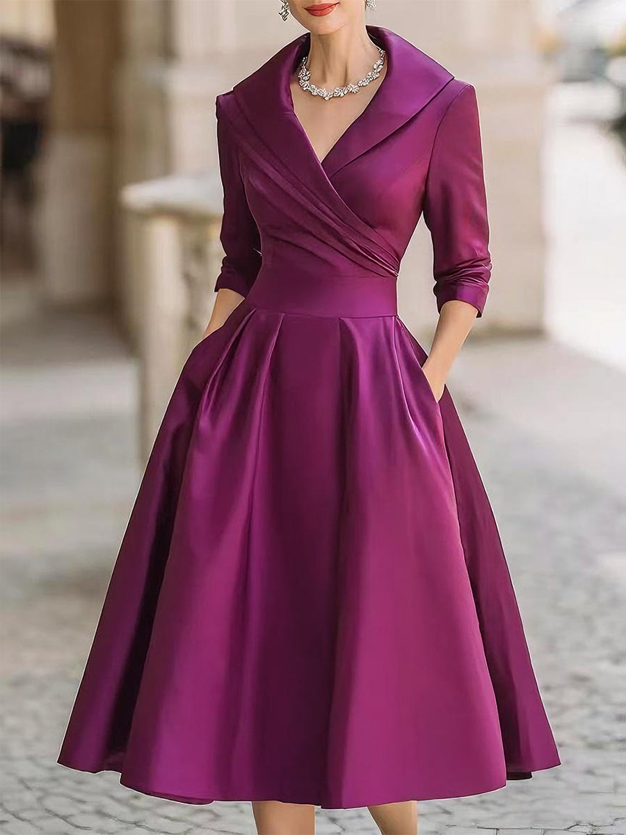 Lea™ - Vestido midi elegante com brilho sutil