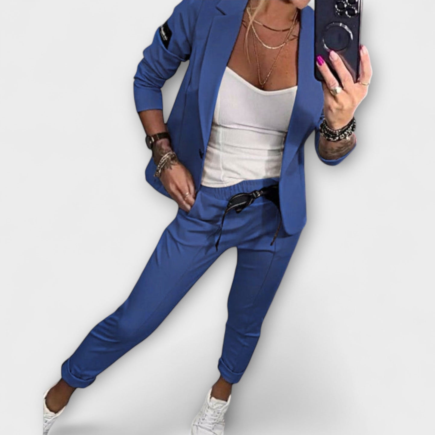 Malou - Conjunto Coordenado de Top, Jaqueta e Calça