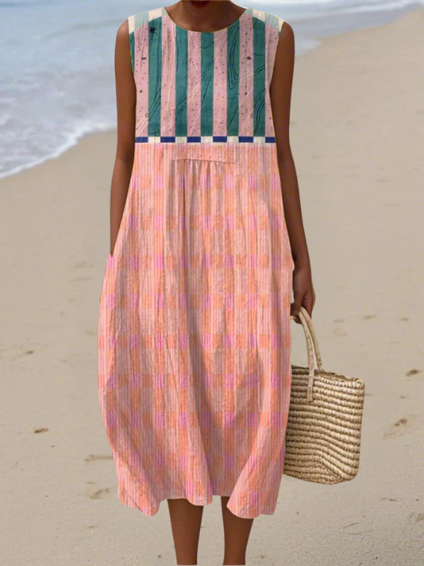 Lily | Vestido Midi Listrado em Pastel