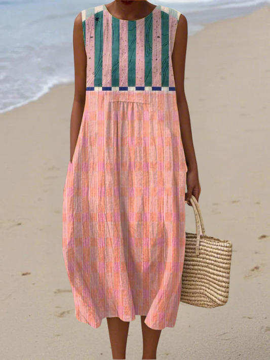 Lily | Vestido Midi Listrado em Pastel
