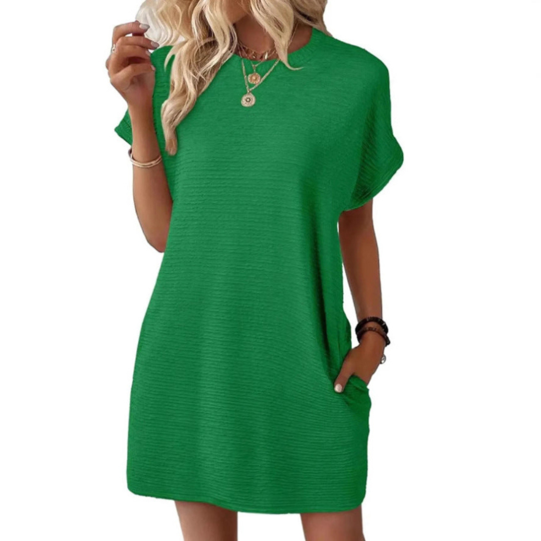 EVASHA™ – Vestido de Verão Casual Minimalista com Decote Redondo