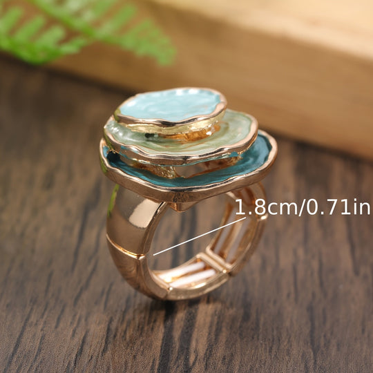 Anel de esmalte boho de três camadas