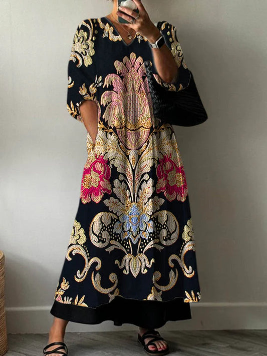 Vestido Elegante com Estampa Clara