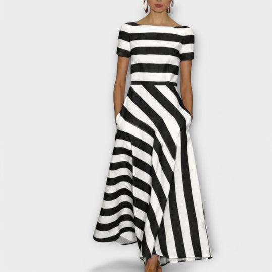Janell - vestido maxi listrado