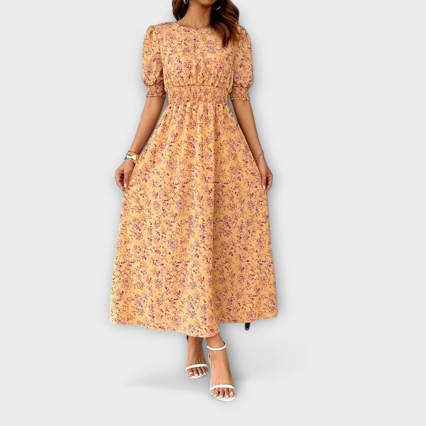 Amelia - Vestido com decote redondo e estampa floral