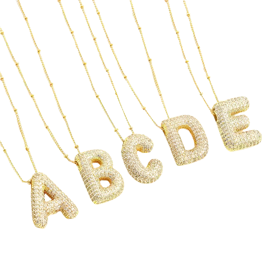 Colar inicial com letras em estilo bolha | Ouro