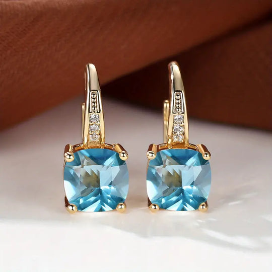 Brincos de Argola de Pedra Mística Elegante em Ouro