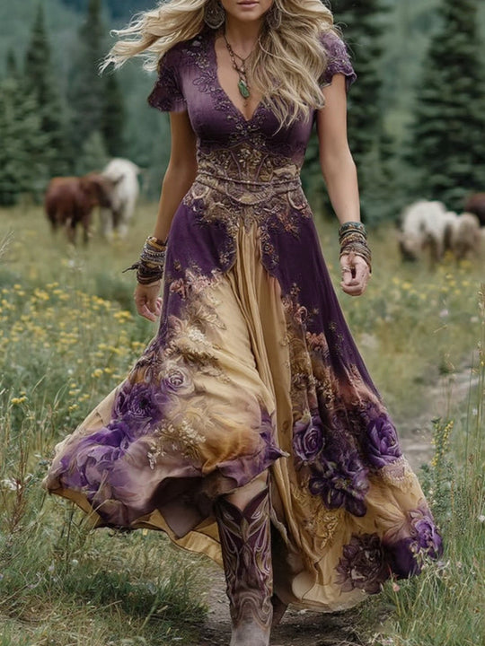 Marcina - Elegante Vestido Longo com Tons Florais