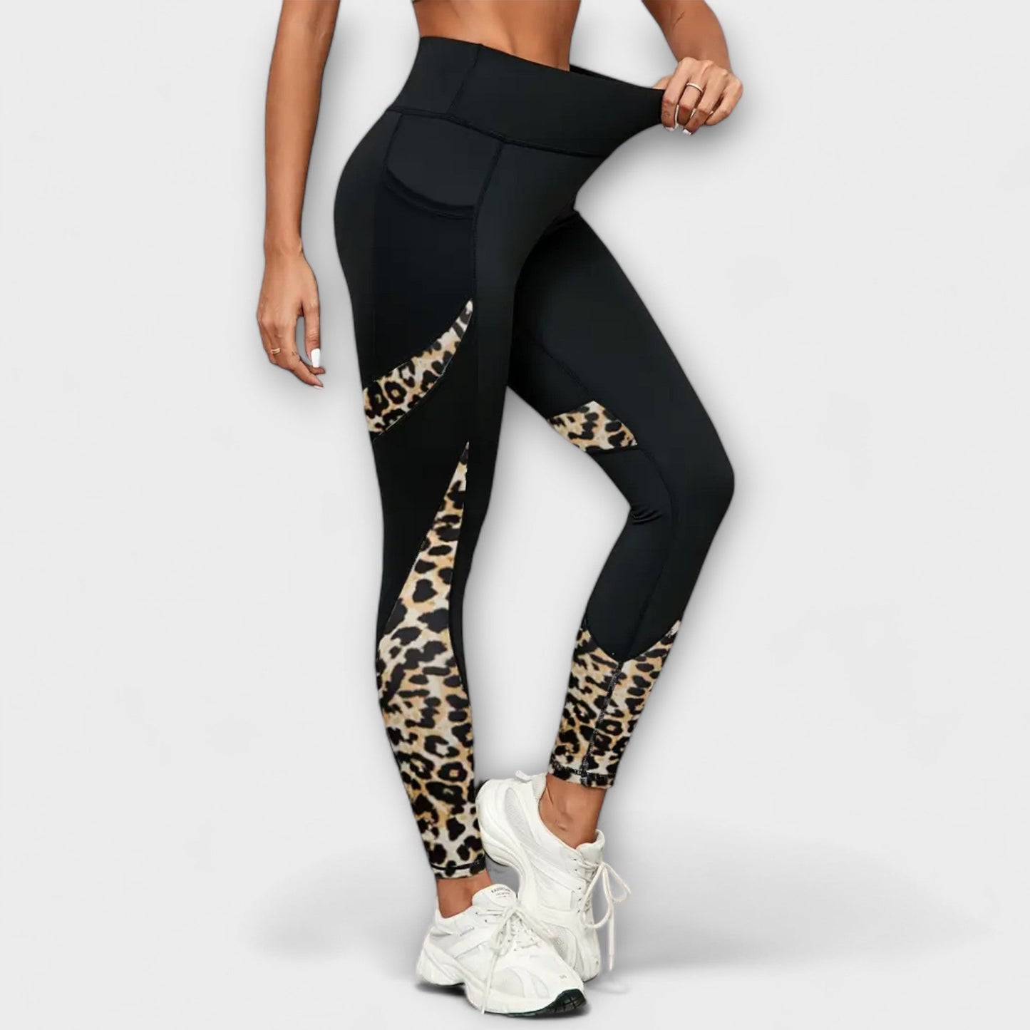 Calça de treino de cintura alta com estampa de leopardo